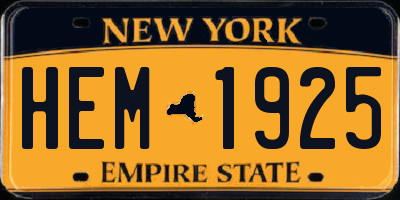NY license plate HEM1925