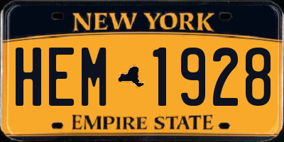 NY license plate HEM1928