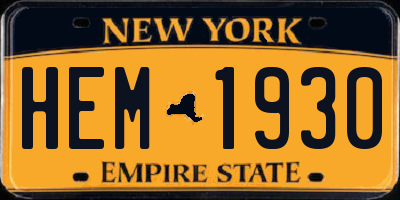 NY license plate HEM1930