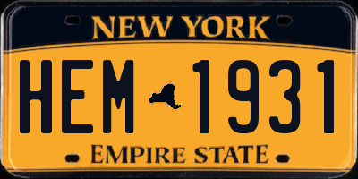 NY license plate HEM1931
