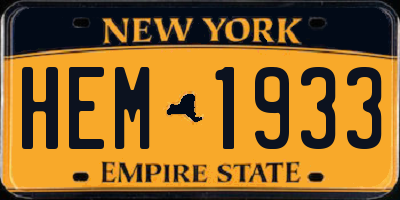 NY license plate HEM1933