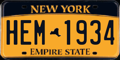 NY license plate HEM1934