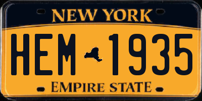 NY license plate HEM1935