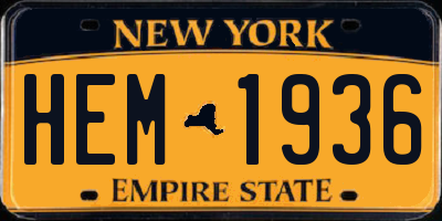 NY license plate HEM1936