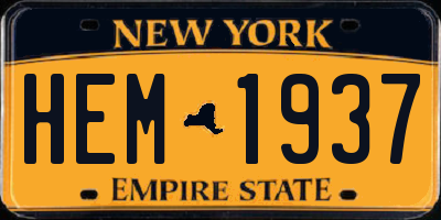 NY license plate HEM1937