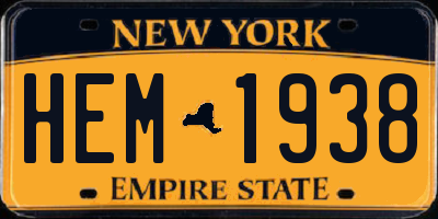 NY license plate HEM1938
