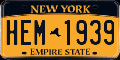 NY license plate HEM1939