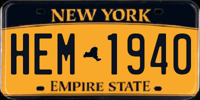 NY license plate HEM1940