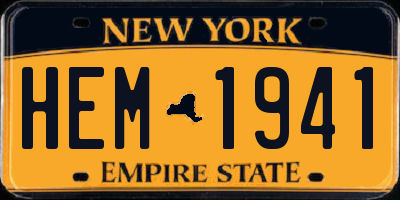 NY license plate HEM1941