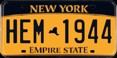 NY license plate HEM1944