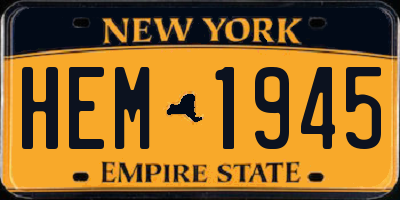 NY license plate HEM1945