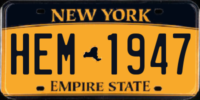 NY license plate HEM1947