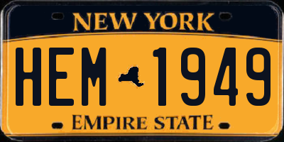 NY license plate HEM1949
