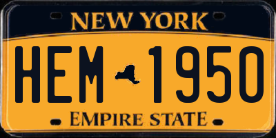 NY license plate HEM1950