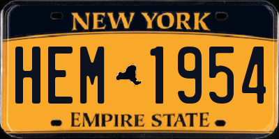 NY license plate HEM1954