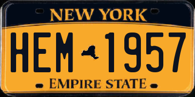 NY license plate HEM1957