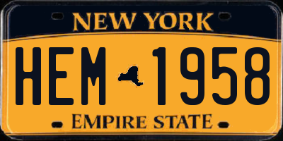 NY license plate HEM1958