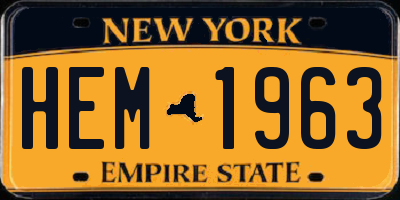 NY license plate HEM1963