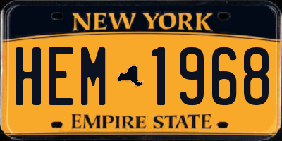 NY license plate HEM1968