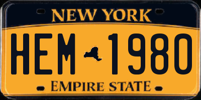 NY license plate HEM1980