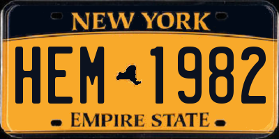 NY license plate HEM1982