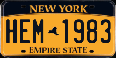 NY license plate HEM1983