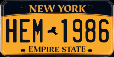 NY license plate HEM1986