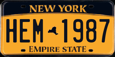 NY license plate HEM1987