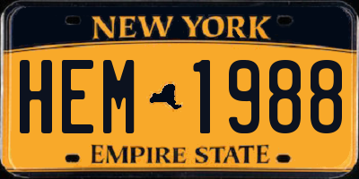 NY license plate HEM1988