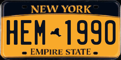 NY license plate HEM1990