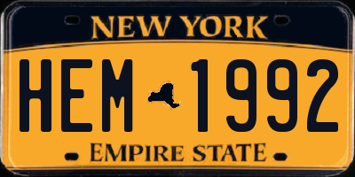 NY license plate HEM1992