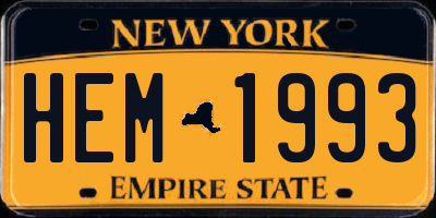 NY license plate HEM1993