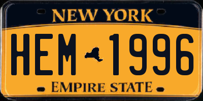 NY license plate HEM1996