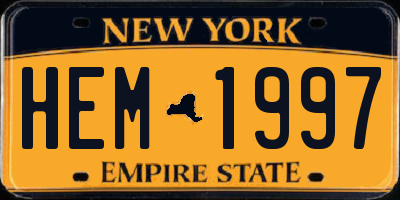 NY license plate HEM1997