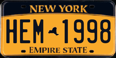 NY license plate HEM1998