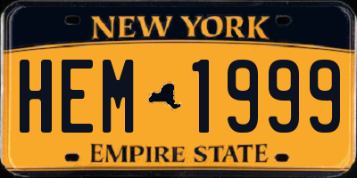 NY license plate HEM1999