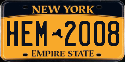NY license plate HEM2008