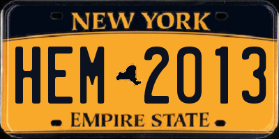 NY license plate HEM2013