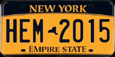 NY license plate HEM2015