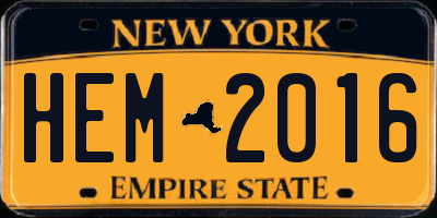 NY license plate HEM2016