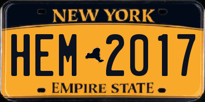 NY license plate HEM2017