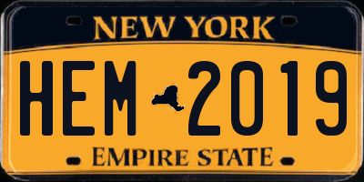 NY license plate HEM2019