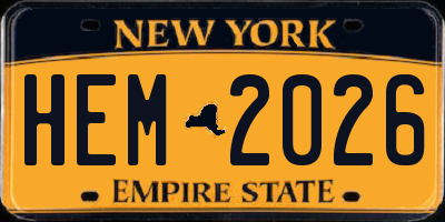NY license plate HEM2026