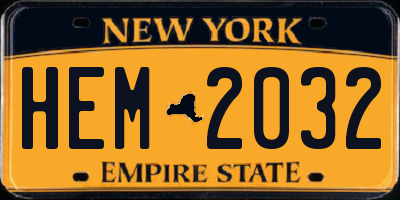 NY license plate HEM2032