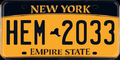 NY license plate HEM2033