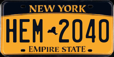 NY license plate HEM2040