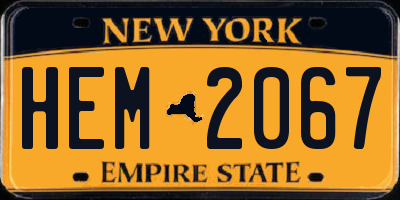 NY license plate HEM2067