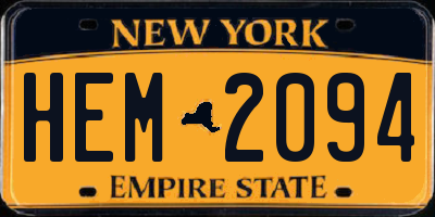 NY license plate HEM2094
