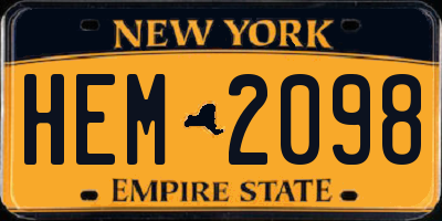 NY license plate HEM2098