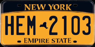 NY license plate HEM2103